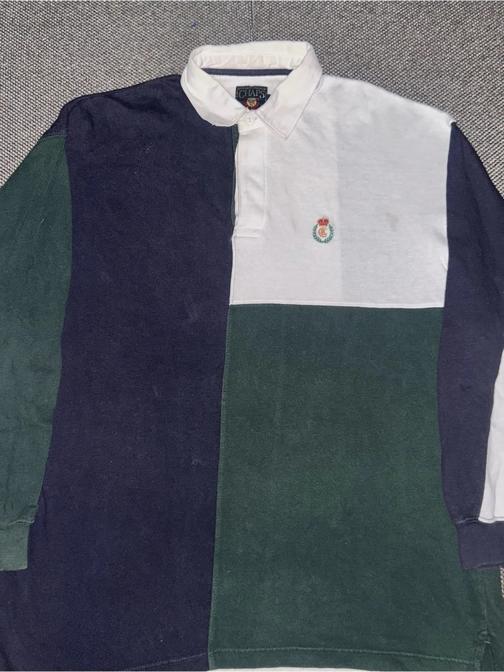 Rare 90s Chaps Ralph Lauren Chaps Polo with Navy Trim & White Base
